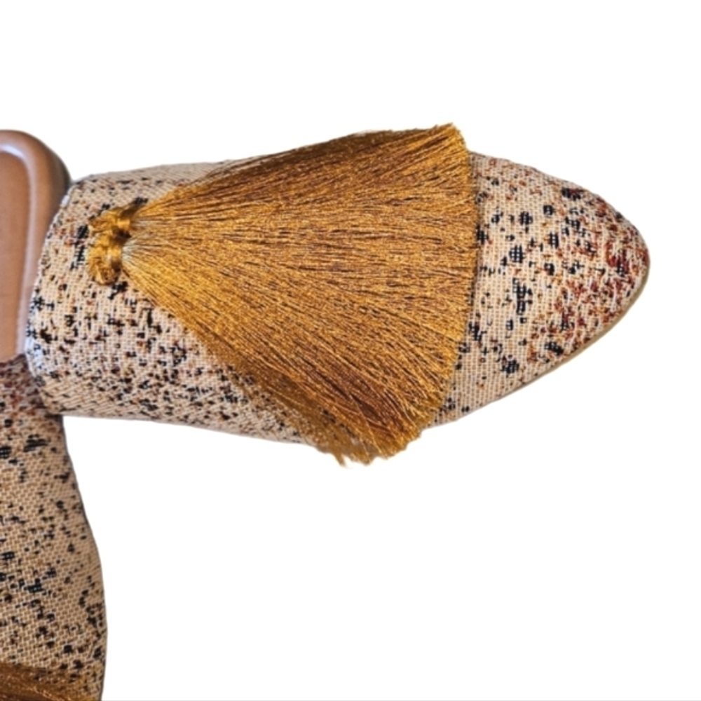 NEW! SILVIA COBOS Milonga Speckled Print Tassel Slip On Mules 8. - Picture 6 of 8
